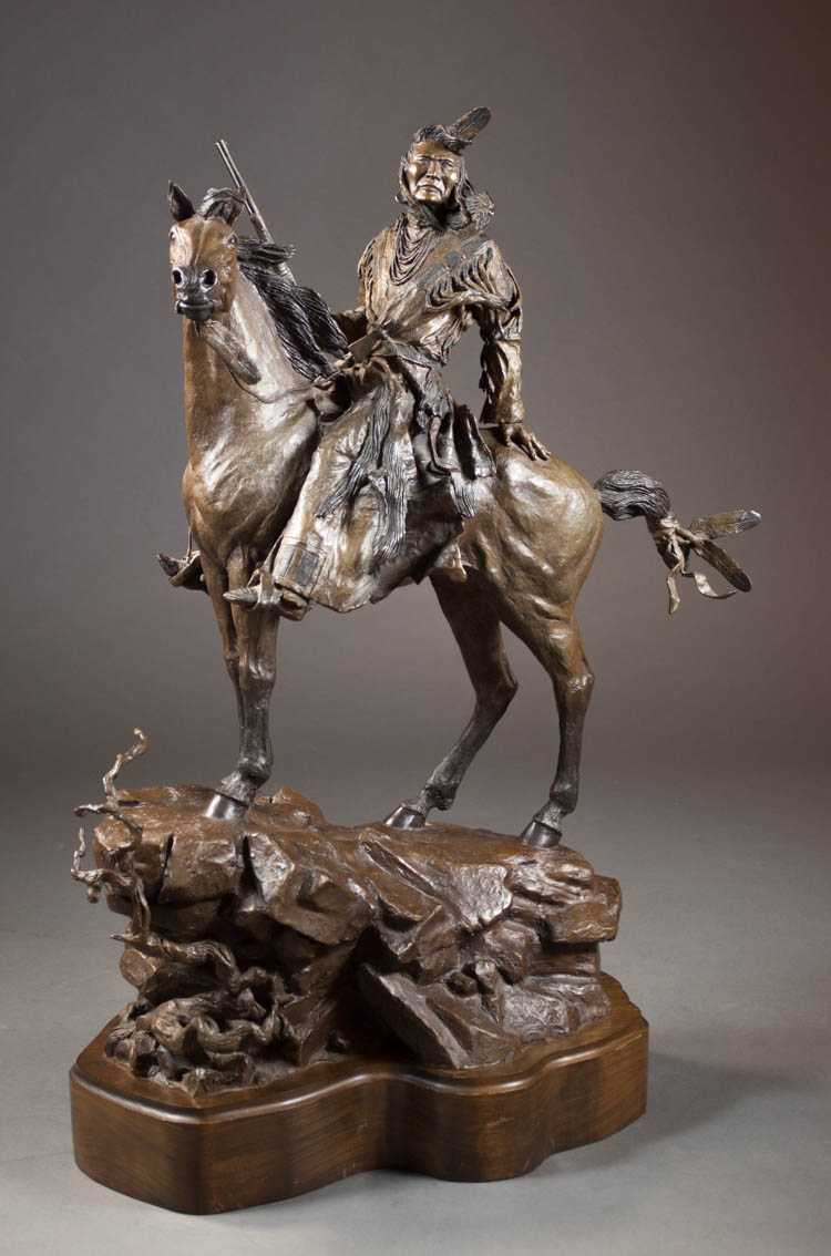 Appraisal: DAVID MANUEL OREGON B ORIGINAL BRONZE SCULPTURE Chief Joseph rider