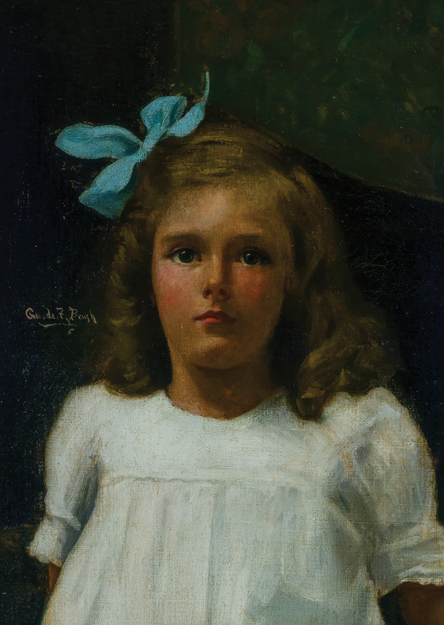 Appraisal: GEORGE DEFOREST BRUSH American - Little Girl with Blue Ribbon