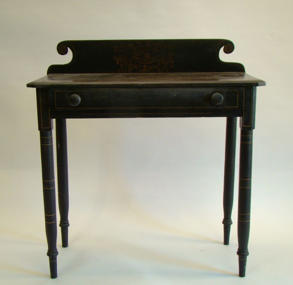 Appraisal: GRAIN-PAINTED DRESSING TABLE American Mid- th CenturyWith original finish Stencilled