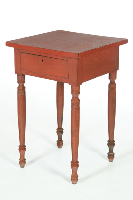 Appraisal: ONE-DRAWER STAND American st half- th century poplar Turned legs