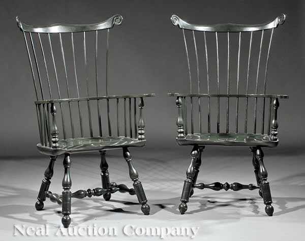 Appraisal: A Pair of Mt Vernon Windsor Armchairs bench-made after the