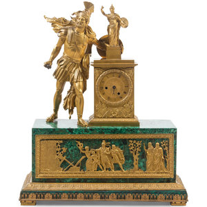 Appraisal: A French Gilt Bronze and Malachite Mantel Clock th Century