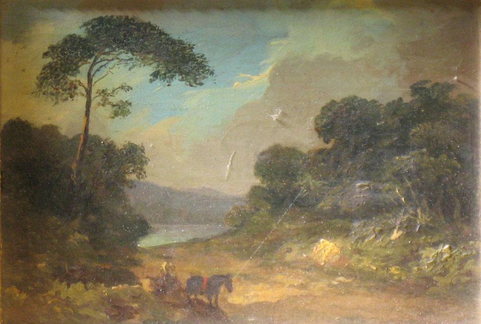 Appraisal: ENGLISH SCHOOL th century An extensive landscape with a horse