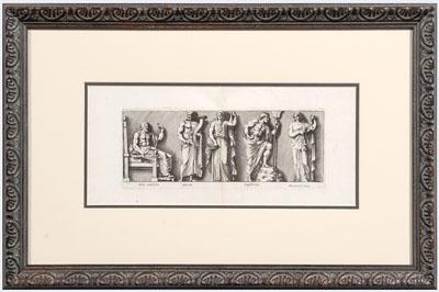 Appraisal: Five classical figure engravings after sculptural friezes from a work