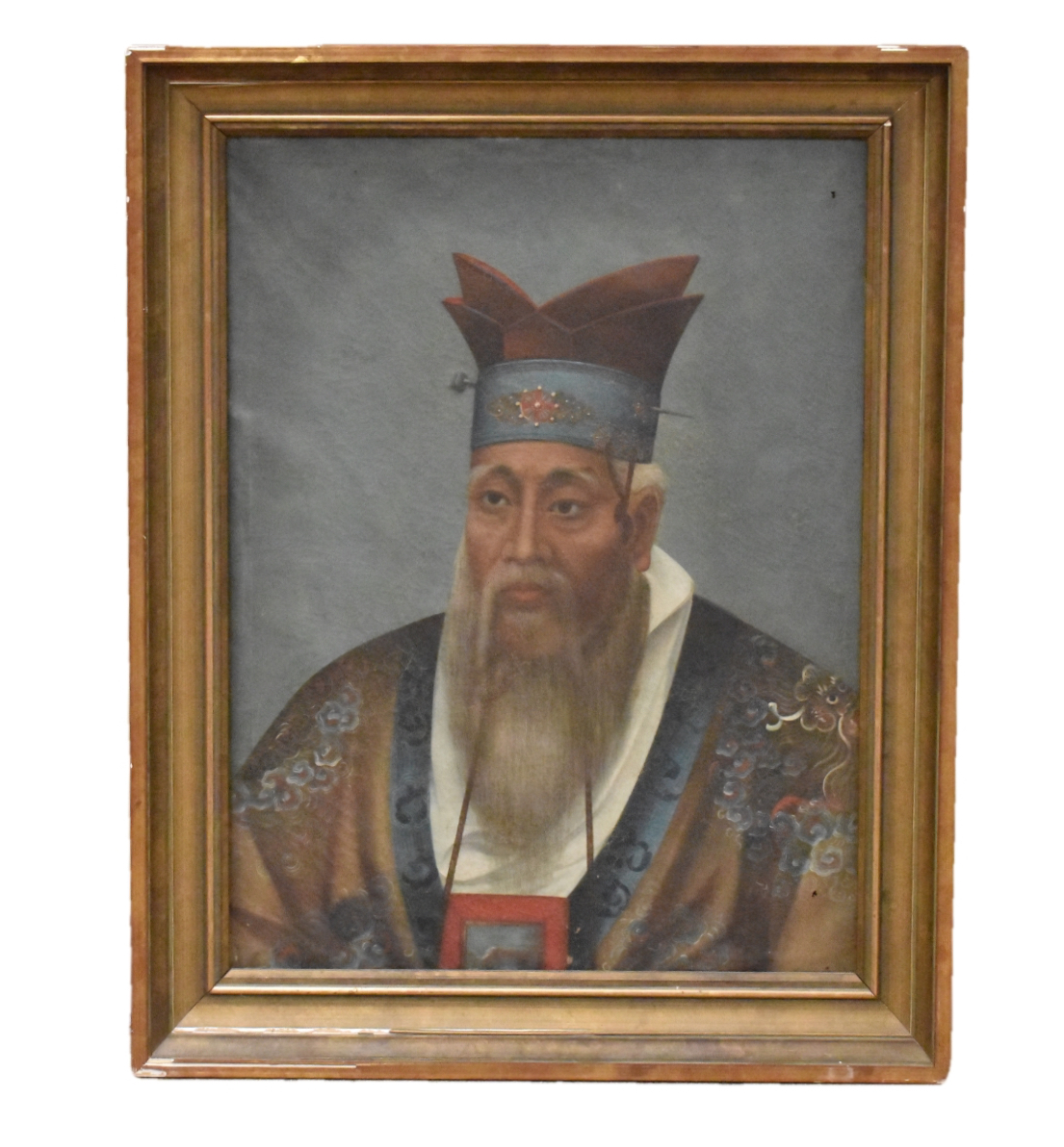 Appraisal: A Chinese export oil painting of Confucius dating from the