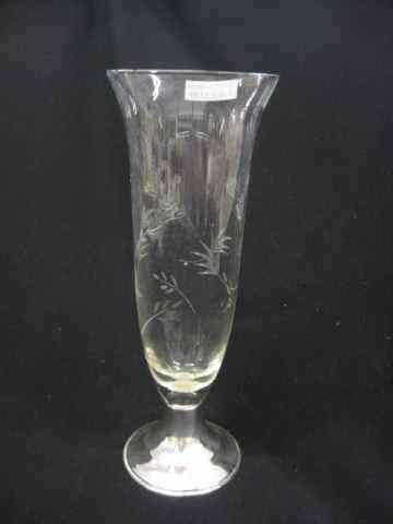 Appraisal: Sterling Silver Etched Crystal Vase ''