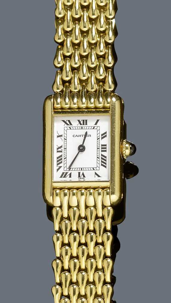 Appraisal: LADY'S WRISTWATCH CARTIER TANK s Yellow gold Mini Tank model