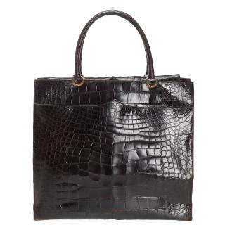 Appraisal: Lana Marks large chocolate alligator tote Lana Marks large chocolate