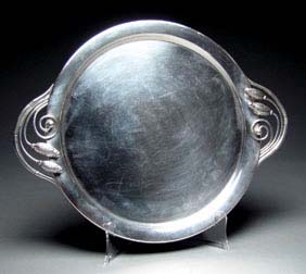 Appraisal: LARGE STERLING SILVER TRAY Large Sterling Silver tray circular with