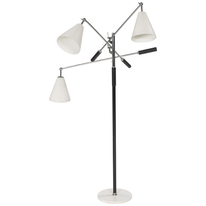 Appraisal: Arredoluce three-arm floor lamp Italy s chromed arms with three