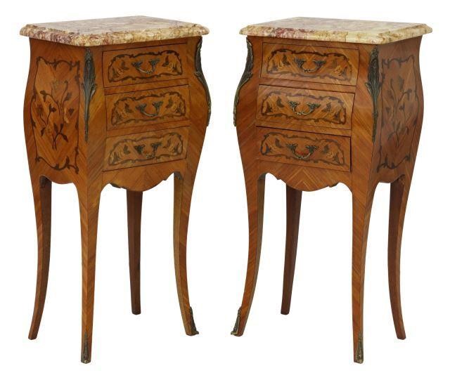 Appraisal: pair French Louis XV style mahogany bedside cabinets th c