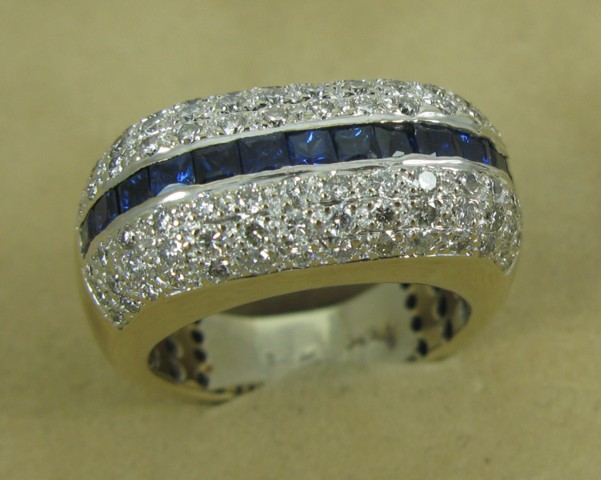 Appraisal: SAPPHIRE AND DIAMOND RING k white gold and set with