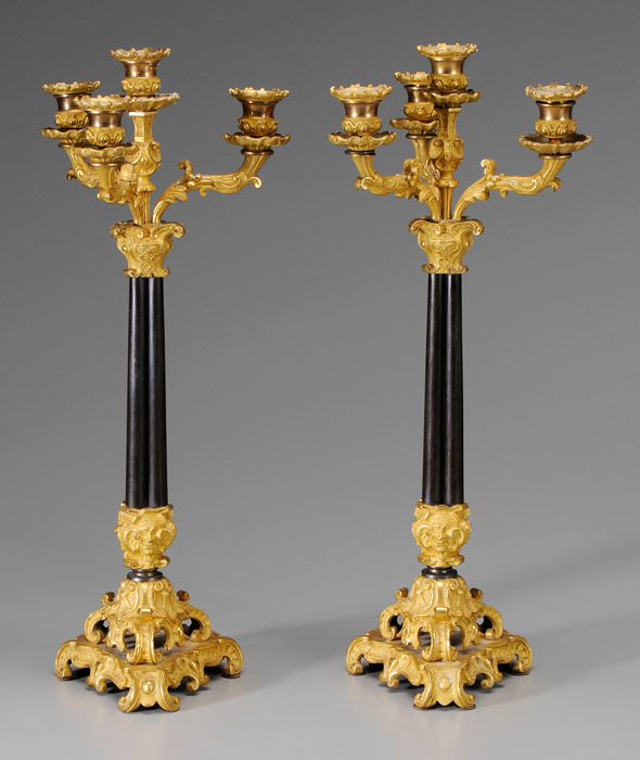 Appraisal: Pair Louis XV Style Candelabra French th century gilt bronze