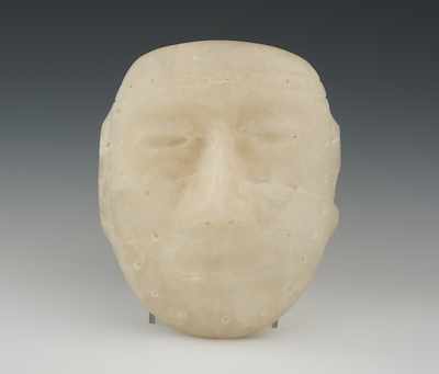 Appraisal: A Teotihuacan Style Alabaster Mask Mexico Carved with classic Teotihuacan