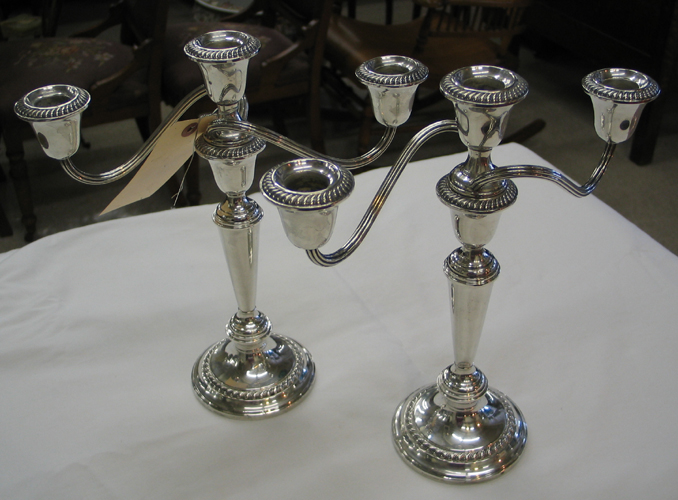 Appraisal: PAIR OF GORHAM STERLING SILVER CANDELABRA -light on curved stems