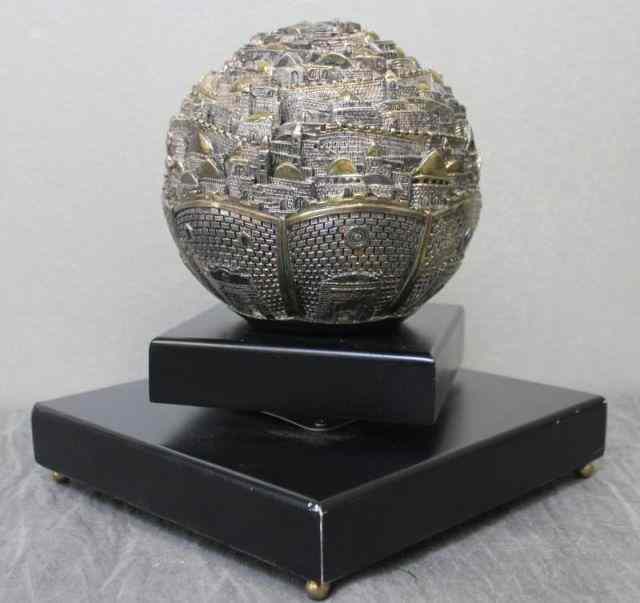 Appraisal: STERLING Zadok Arts Desk Sculpture of Jerusalem Signed on bottom