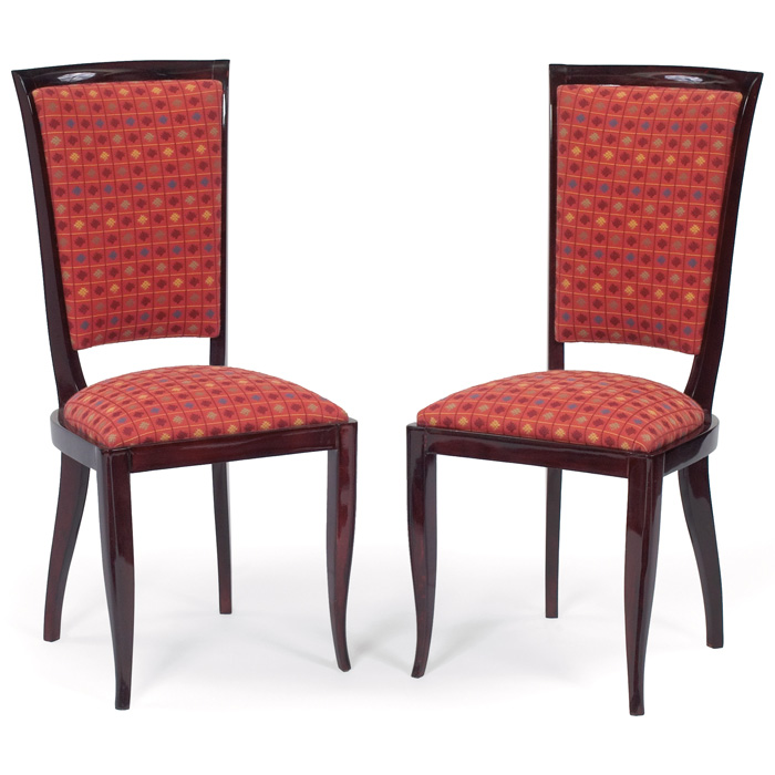 Appraisal: Art Nouveau chairs pair in beech sculpted frame with upholstered