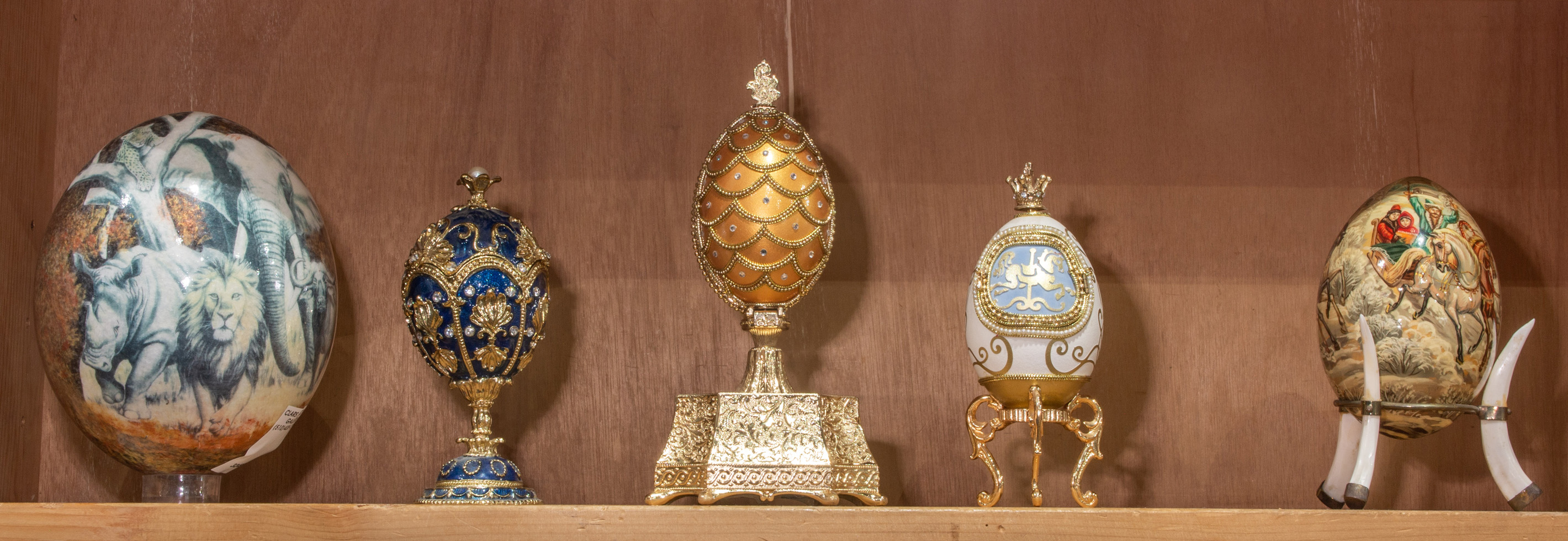 Appraisal: LOT OF FABERGE STYLE EGG FORM MUSIC BOX TOGETHER WITH