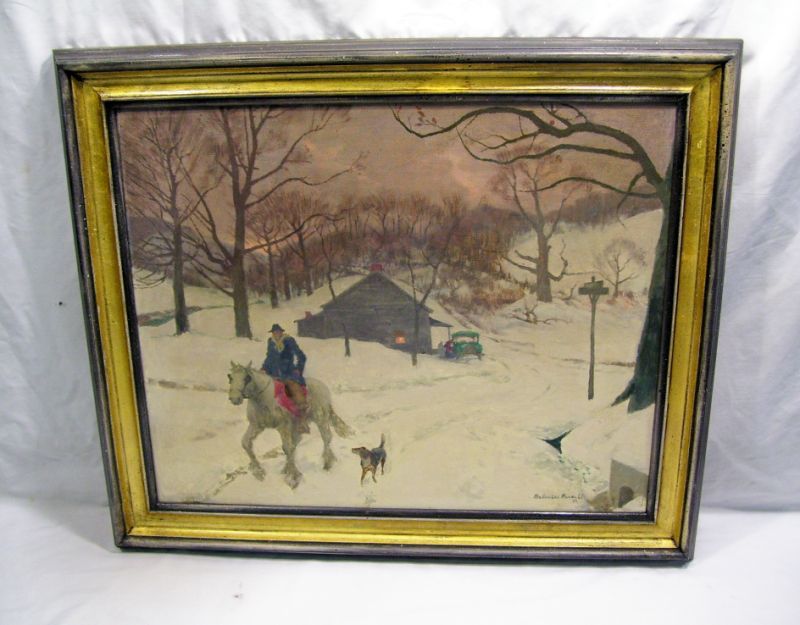 Appraisal: Oil Painting Gale-Snow by Malcolm Parcell Malcolm Parcell - Framed