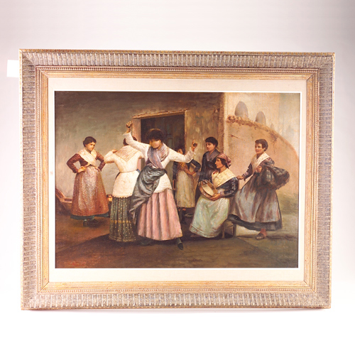 Appraisal: Painting late th c European Women Dancing oil on canvas