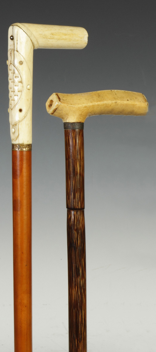 Appraisal: Two Bone Handled Canes