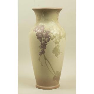 Appraisal: Weller Perfecto Tall Vase W Grapes Weller Perfecto tall vase