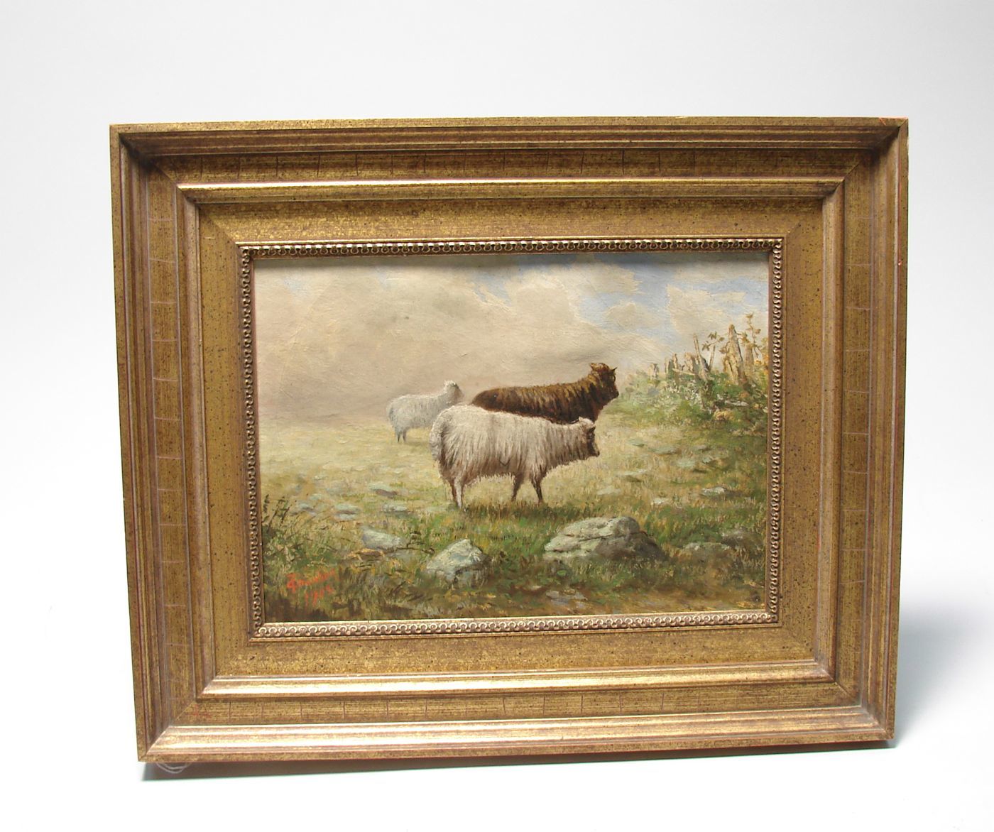 Appraisal: AMERICAN SCHOOL th CenturyStudy of sheep Signed and dated lower