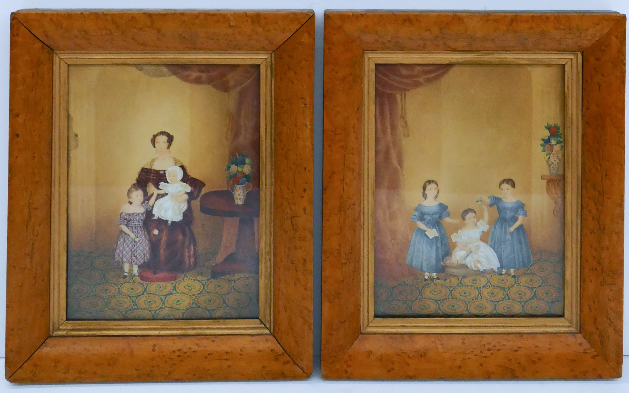 Appraisal: Pair Early American Family Paintings circa Sitters are Jane Dent