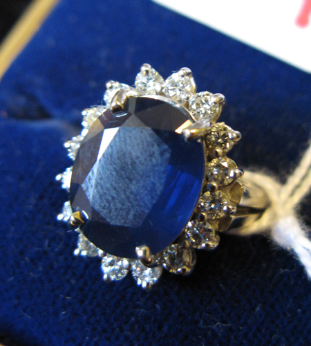 Appraisal: SAPPHIRE DIAMOND AND FOURTEEN KARAT WHITE GOLD RING prong set