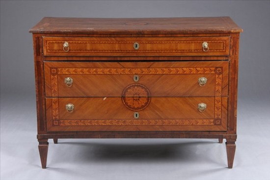 Appraisal: ITALIAN NEOCLASSICAL INLAID THREE-DRAWER COMMODE Late th Early th century