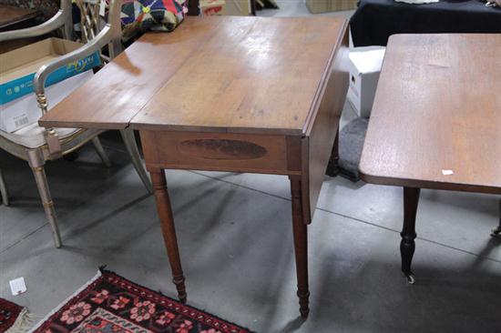 Appraisal: DROP LEAF TABLE Walnut with parquetry inlay on either end