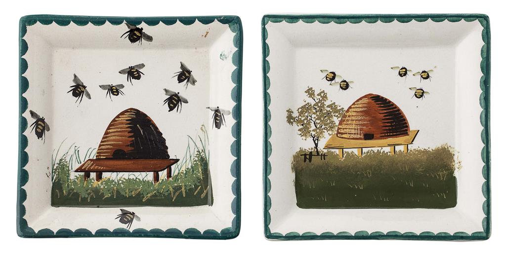 Appraisal: WEMYSS WARE TWO 'BEES HIVE' HONEY BOX STANDS EARLY TH