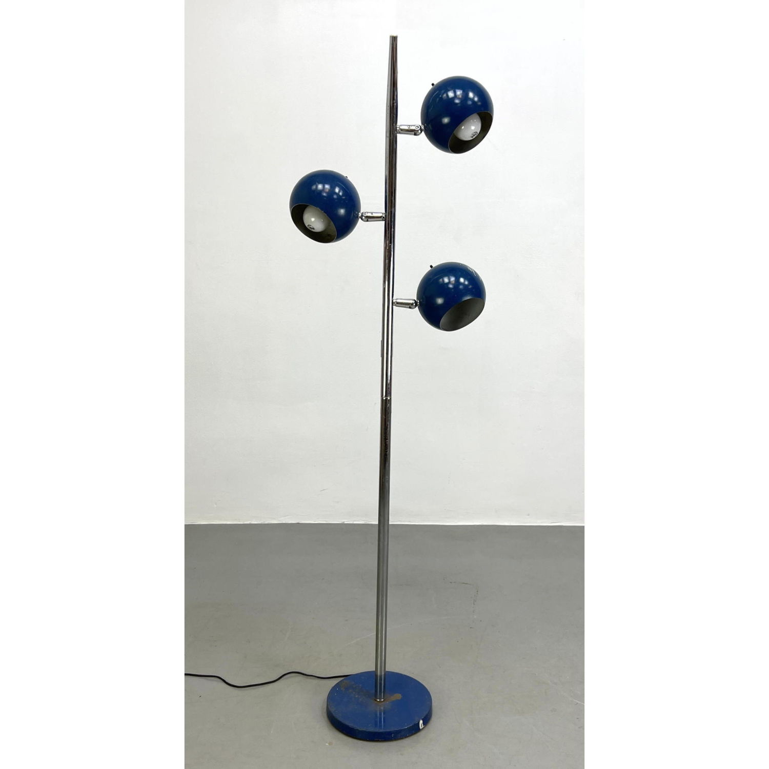 Appraisal: Chrome Blue Enameled Ball Shade Floor Lamp Three Ball Shades