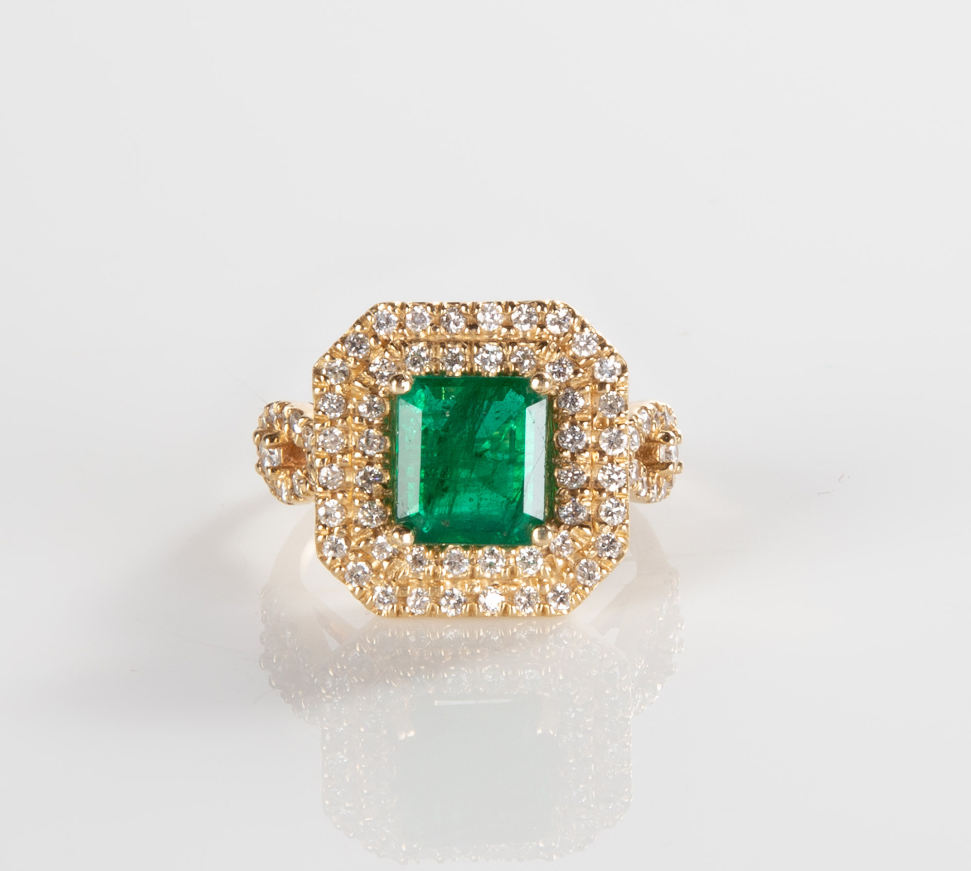 Appraisal: LADY'S K GOLD CT EMERALD AND DIAMOND RING Approximate total