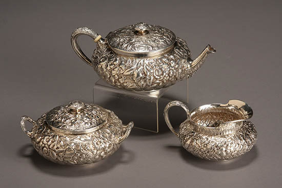 Appraisal: Lot Property of Various Owners Tiffany Co Repouss Sterling Three-Piece