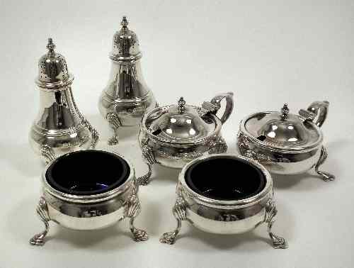 Appraisal: A George V and Edward VIII silver six piece condiment