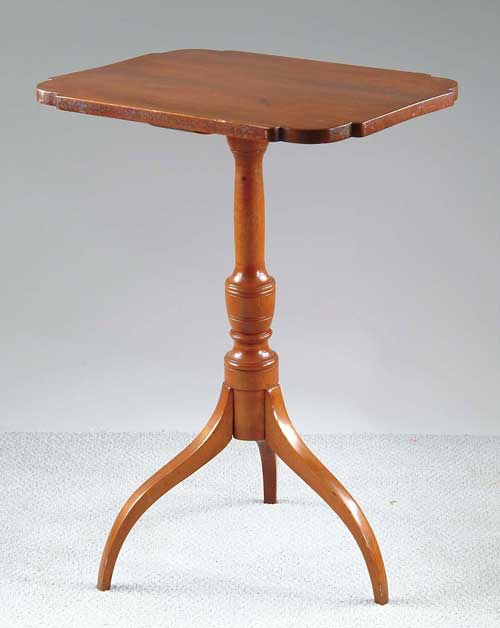 Appraisal: FEDERAL STYLE SHAPED TOP BIRCH STAND Rectangular top with ovolu