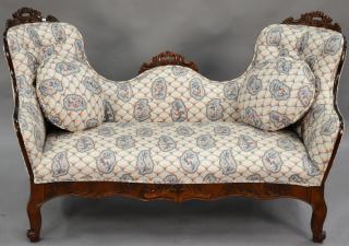 Appraisal: Victorian walnut loveseat with tufted upholstered back wd in Victorian