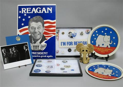 Appraisal: COLLECTION OF RONALD REAGAN MEMORABILIA Including two display cases with