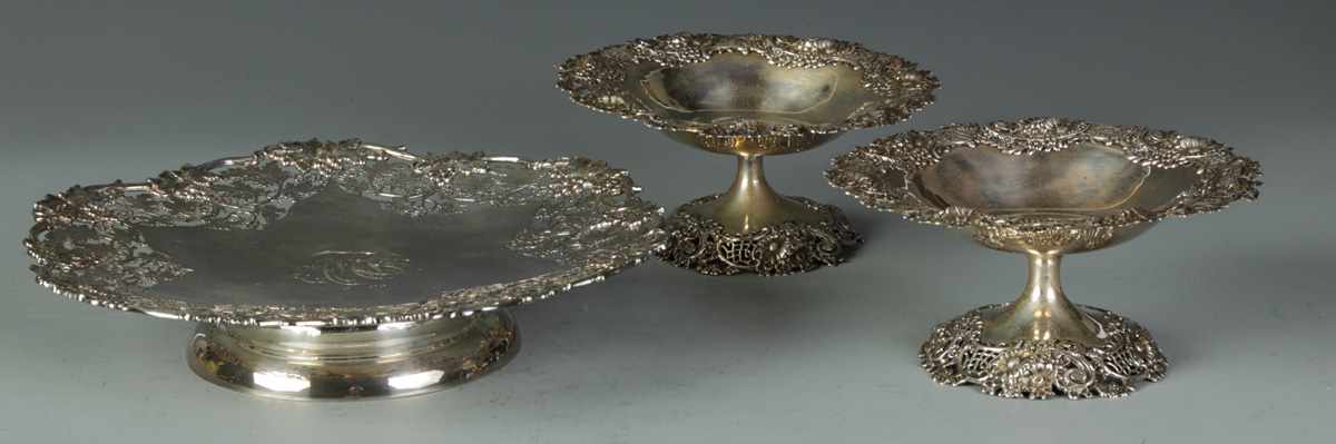 Appraisal: Sterling Centerpiece Compotes Sterling Centerpiece Compotes Centerpiece Hallmarked HA Reticulated