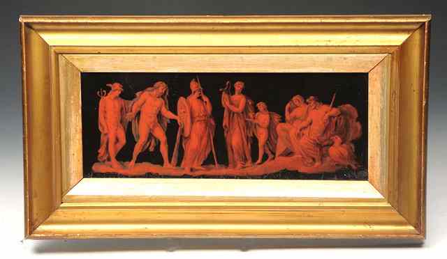 Appraisal: A TH CENTURY REVERSE GLASS PICTURE portraying Olympian Gods x