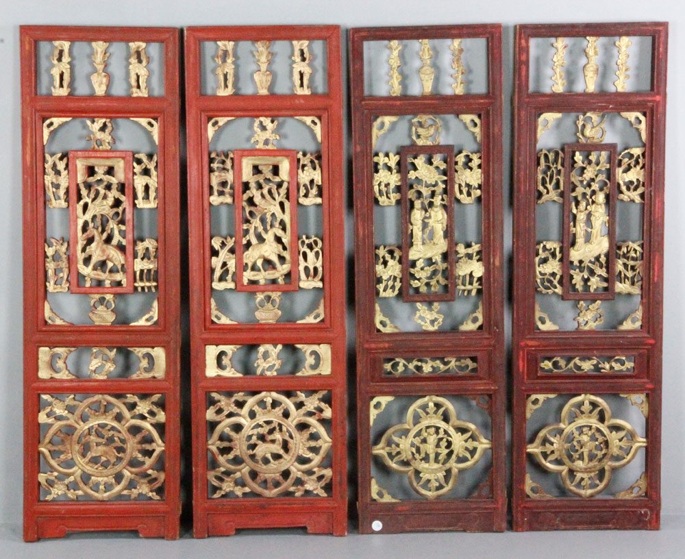 Appraisal: - Lot of th C Chinese Panels Lot of four