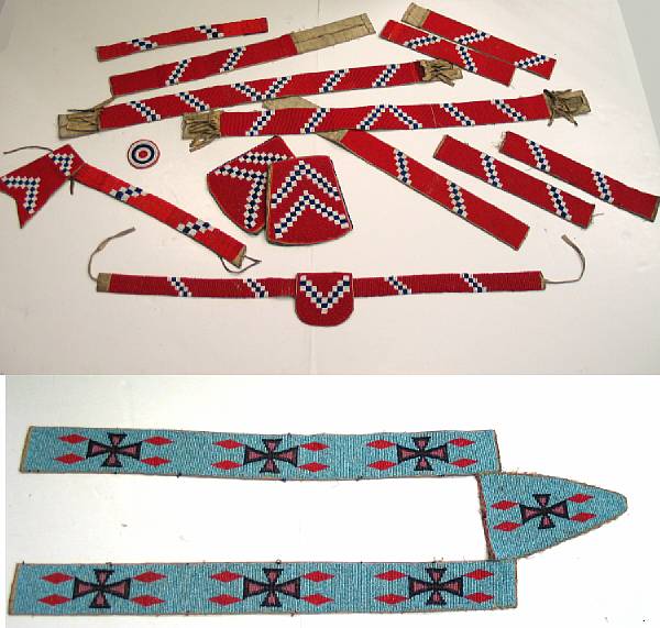 Appraisal: A group of Native American beadwork Comprising Northern Plains beaded