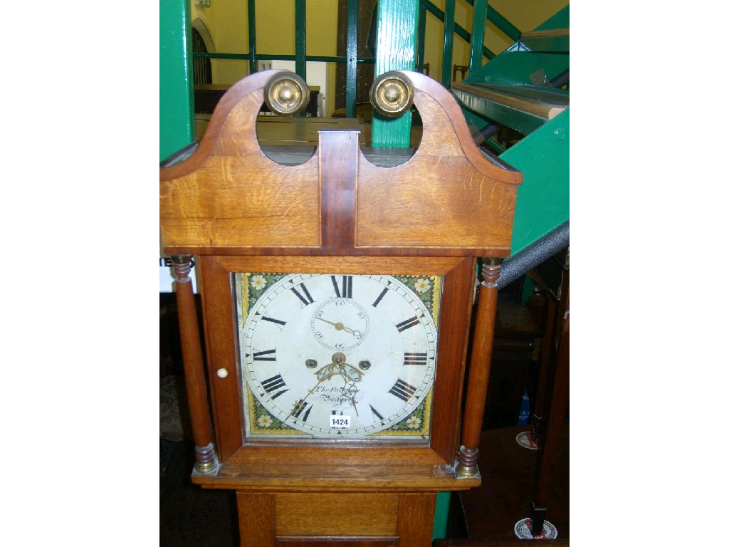 Appraisal: A th century oak cottage longcase clock the hood with