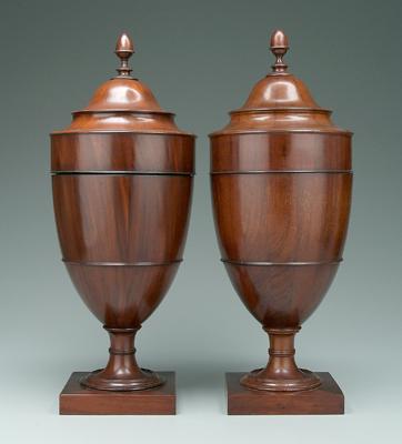 Appraisal: Pair Federal style knife boxes urn form with acorn finials