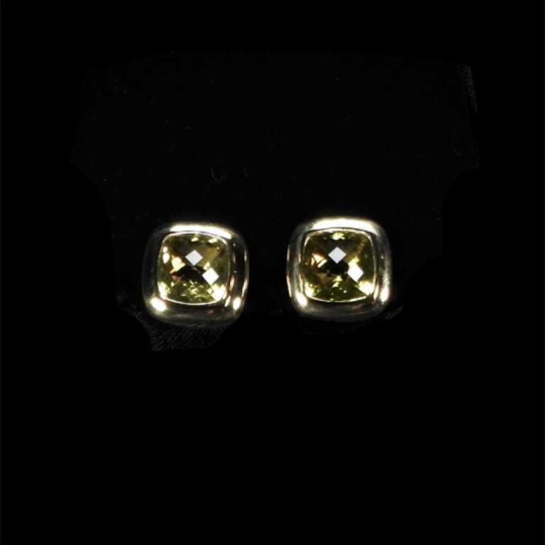 Appraisal: DAVID YURMAN K GOLD STERLING EARRINGS Chatelaine green stone center