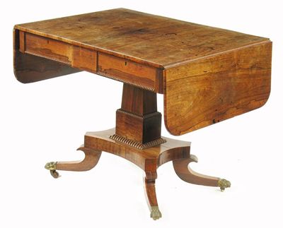 Appraisal: A George IV rosewood sofa table with two frieze drawers