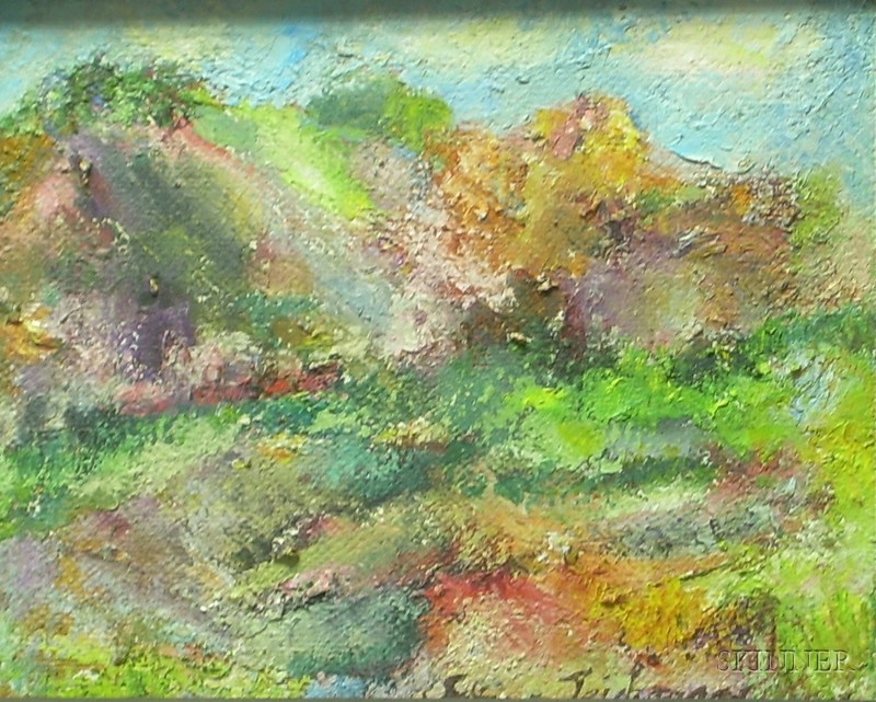 Appraisal: Framed Oil on Canvas Abstract Landscape by Sabina Teichman American