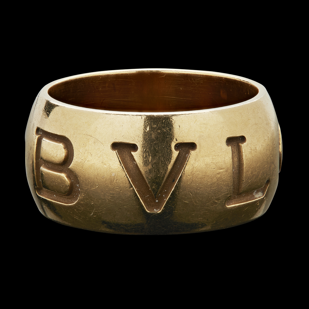 Appraisal: BULGARI - An ct gold 'Monologo' ringplain design with incised