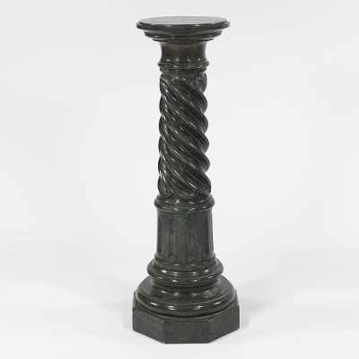 Appraisal: Carved Green Marble Pedestal ca Craved of green dark marble